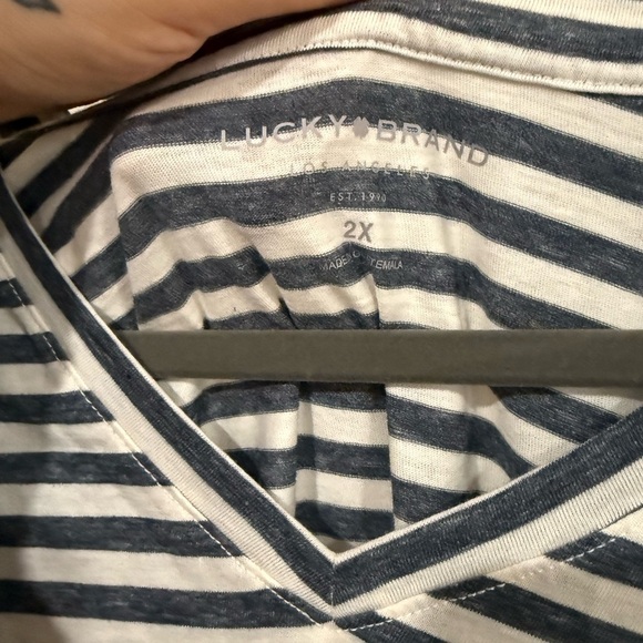 Plus size lucky brand size 2X striped top - Picture 2 of 5